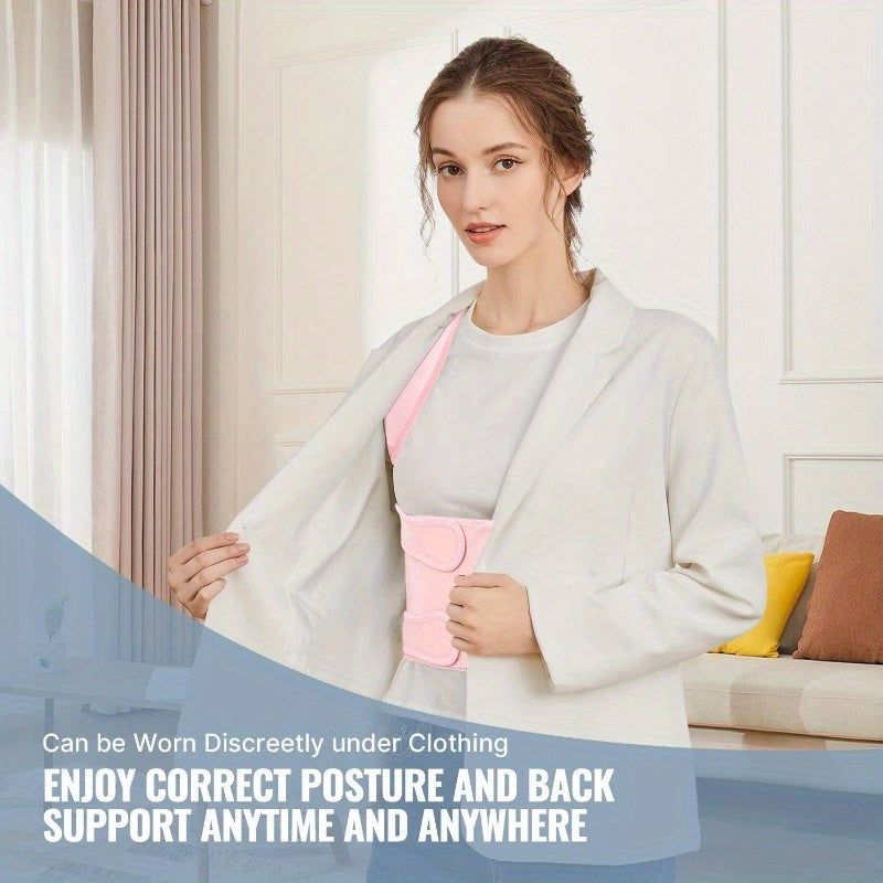 Novacciva Back Brace Posture Corrector for Women: Shoulder Straightener Adjustable Full Back Support Upper and Lower Back Pain Relief - Scoliosis Hunchback Hump Thoracic Spine Corrector Pink Medium