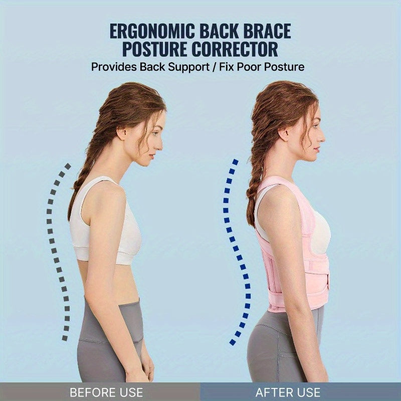 Novacciva Back Brace Posture Corrector for Women: Shoulder Straightener Adjustable Full Back Support Upper and Lower Back Pain Relief - Scoliosis Hunchback Hump Thoracic Spine Corrector Pink Medium