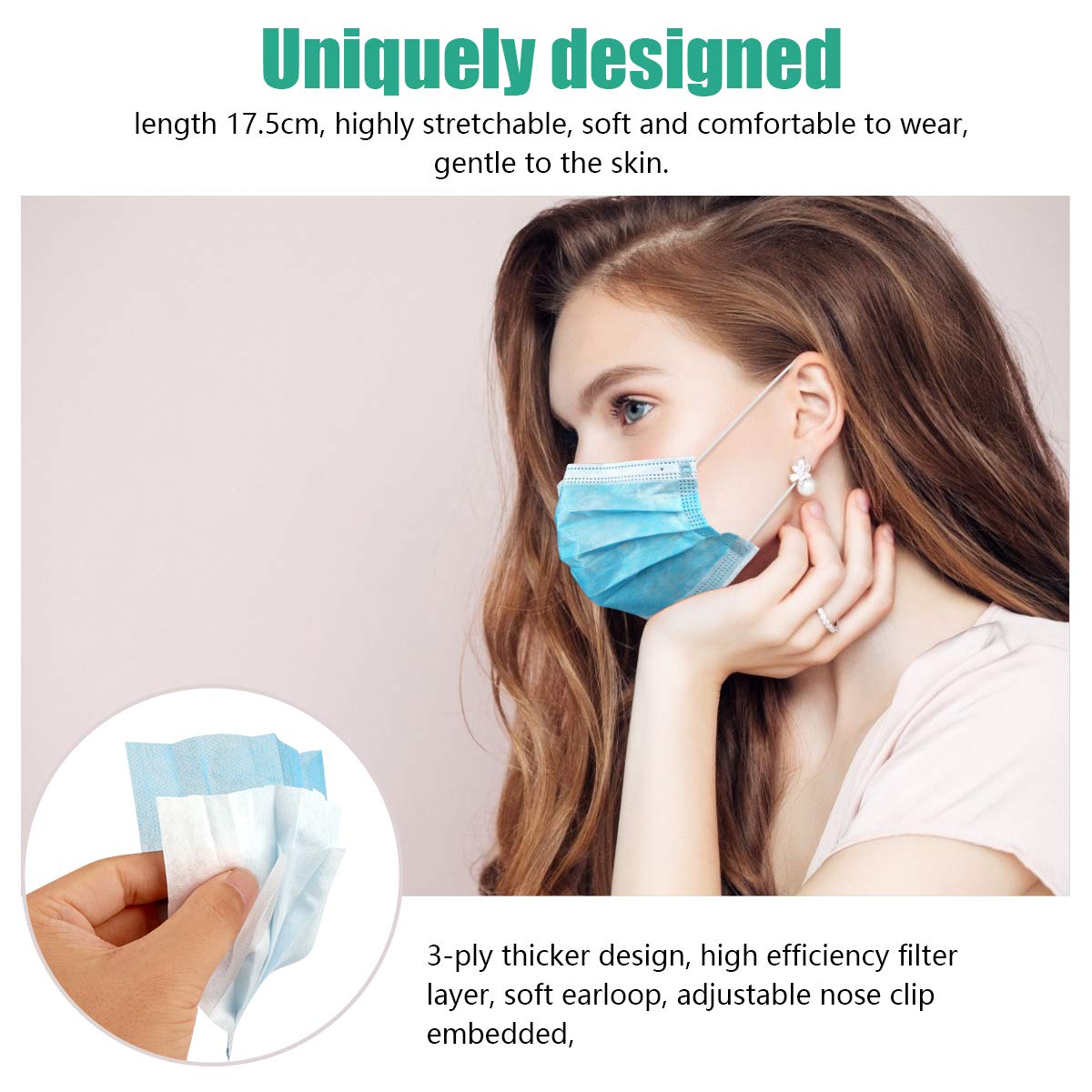 Novacciva Disposable Non-woven Blue Mask 100pcs Surgical Masks