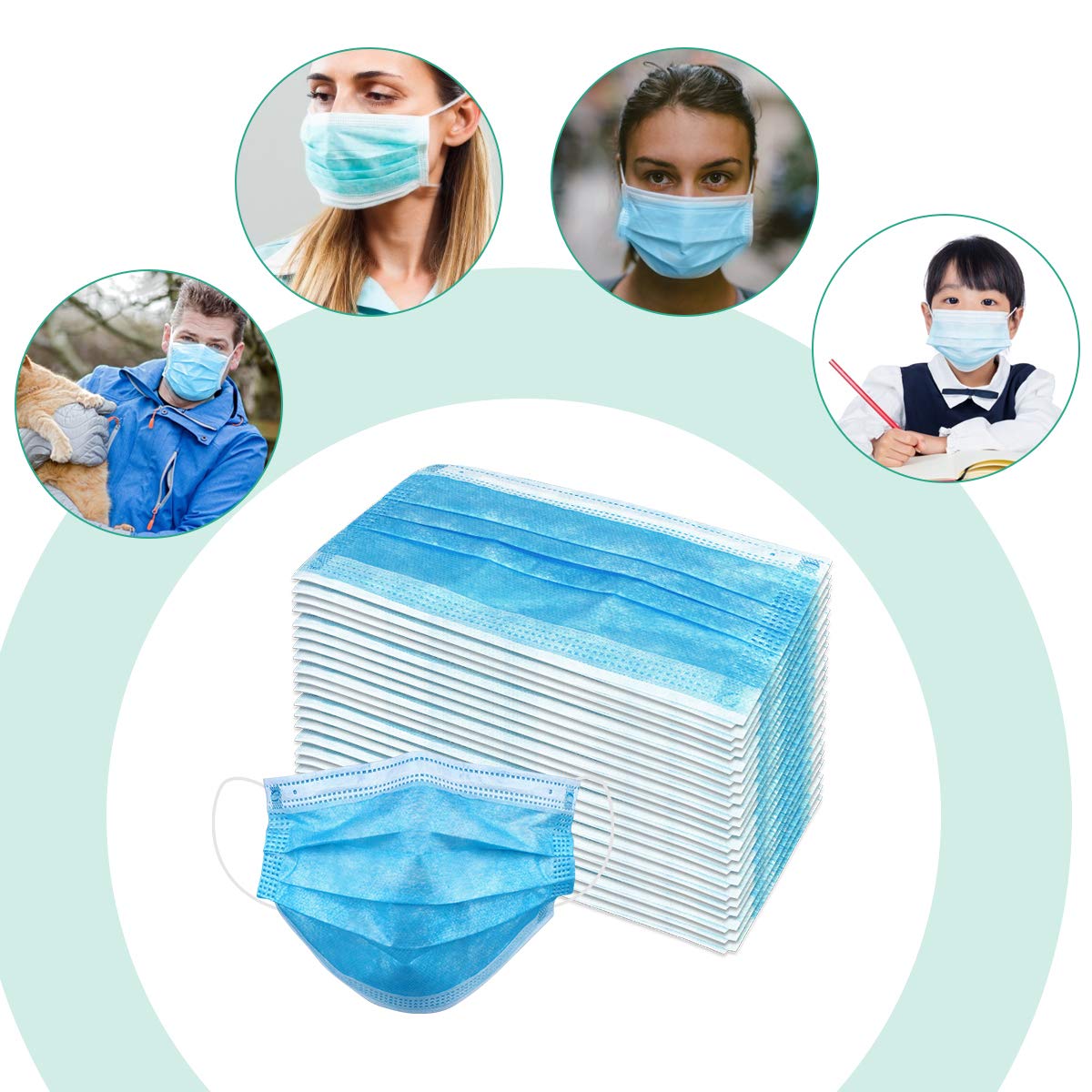 Novacciva Disposable Non-woven Blue Mask 100pcs Surgical Masks