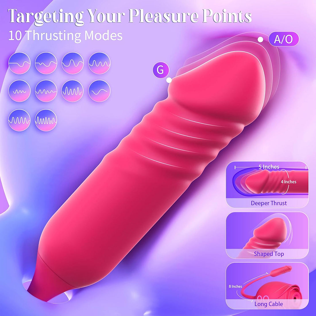 Novacciva Rose Toy Female Vibrator, 3-in-1 Clitoral Stimulator With Tongue Licking, Masturbation Nipple Massage Female Sex Toy