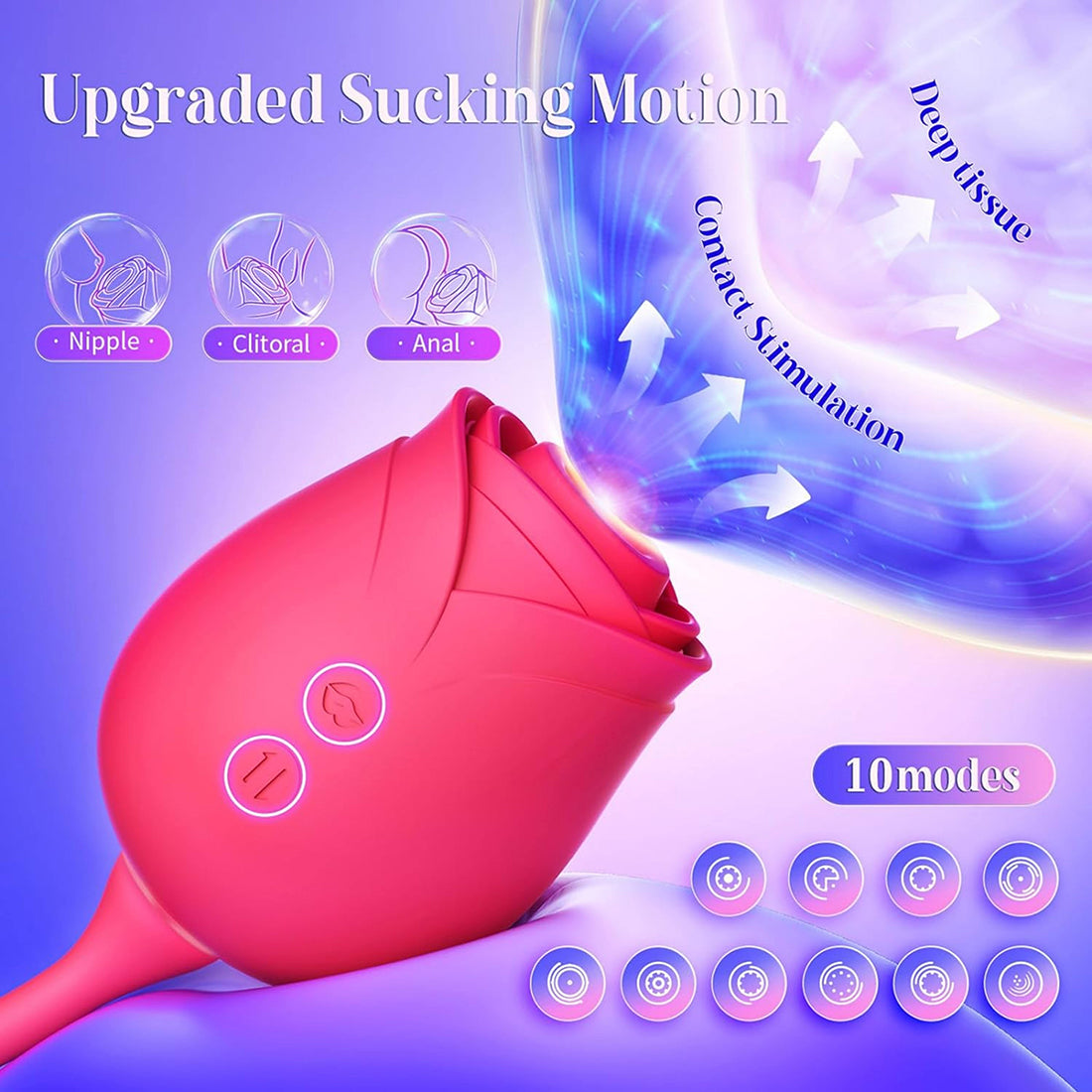 Novacciva Rose Toy Female Vibrator, 3-in-1 Clitoral Stimulator With Tongue Licking, Masturbation Nipple Massage Female Sex Toy